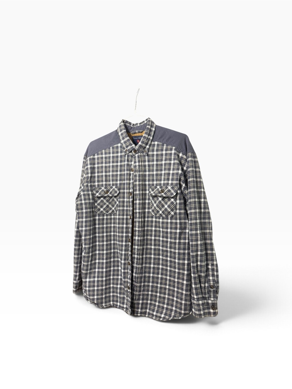 Saddlebred Gray Plaid Button-Down Shirt w Shoulder Yolk XL